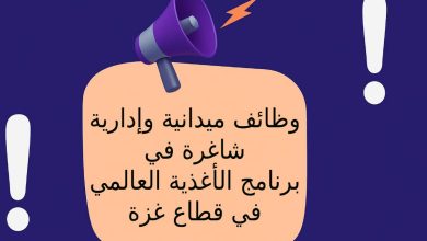 وظائف ميدانية وإدارية شاغرة في برنامج الأغذية العالمي في قطاع غزة