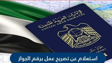 كيفية الاستعلام عن تصريح عمل برقم جواز السفر الامارات
