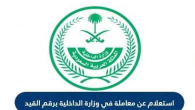 وزارة الداخلية السعودية الاستعلامات الالكترونية | الاستعلام عن معاملة في وزارة الداخلية السعودية برقم القيد