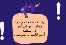 وظائف شاغرة في غزة - مطلوب موظف أمن في منظمة أرض الإنسان السويسرية