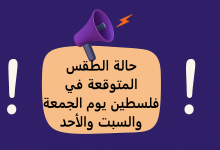 حالة الطقس المتوقعة في فلسطين يوم الجمعة والسبت والأحد