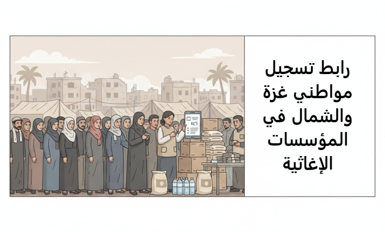 رابط تسجيل مواطني غزة والشمال في المؤسسات الإغاثية