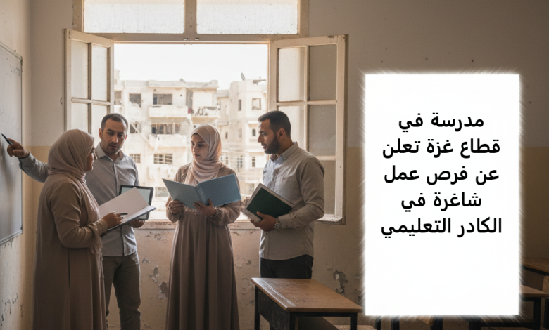 مدرسة في قطاع غزة تعلن عن فرص عمل شاغرة في الكادر التعليمي